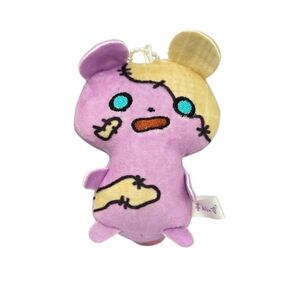 Kawaii Mini Zombie Bear Plush Keychain Pink Japanese Cute Goth Stuffed Toy